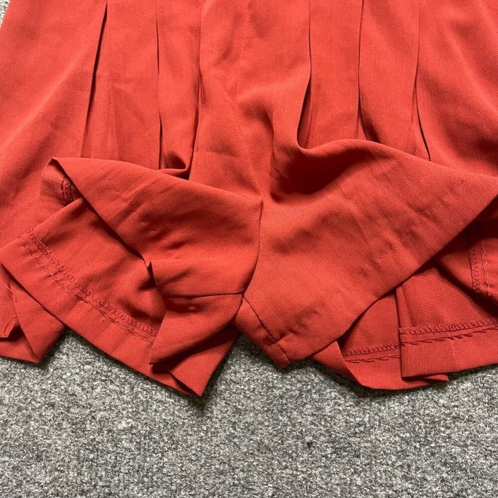 Topshop Womens Romper Playsuit Orange Pleated Jewel Neck Cap Sleeve Short 2 New - Picture 6 of 11